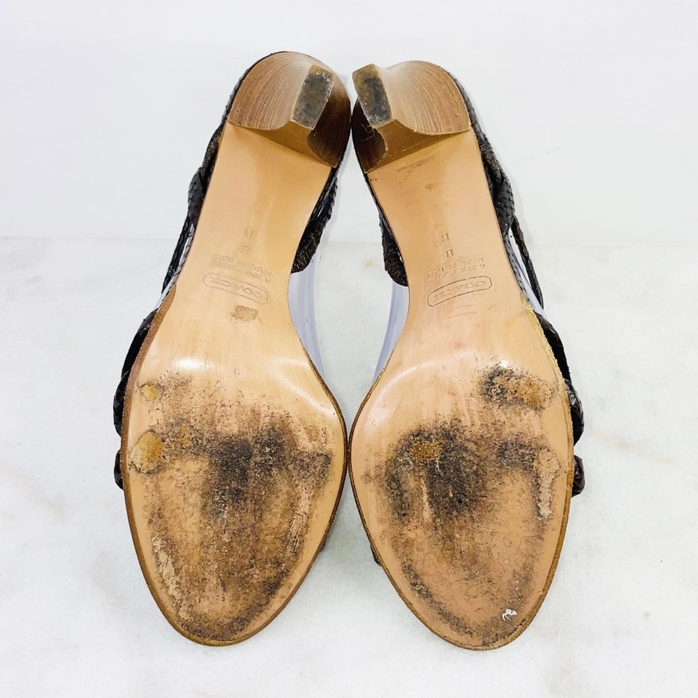 Coach Brown Beatriz Snake Skin Heel Sandals - Picture 5 of 9